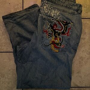 Zumiez Men's Denim Jeans with Dragon Design